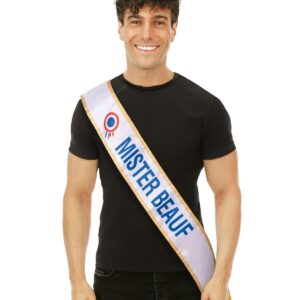 P’TIT Clown - Écharpe Satinée Événementielle - EVJG, Soirée Entre Amis, Fête à Thème, Déguisement Enterrement de Vie de Garçon, Accessoire Festif, Anniversaire (Écharpe Mister Beauf, 160 cm)