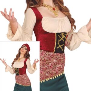 FIESTAS GUIRCA | Costume de Zíngara et Voyante (38-40/M) - Robe et Chapeau - Costumes pour Halloween, Carnaval et Fêtes Déguisées pour Adultes - Idéal pour Célébrations Mystiques et Ésotériques