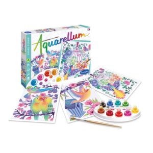 SentoSphère- Aquarellum grand format - LES OISEAUX S'ENVOLENT - Kit peinture aquarellable - Activité créative avec 3 tableaux 32,5 x 25 cm – 9 peintures - 7 à 99 ans - Fabriqué en France-6395