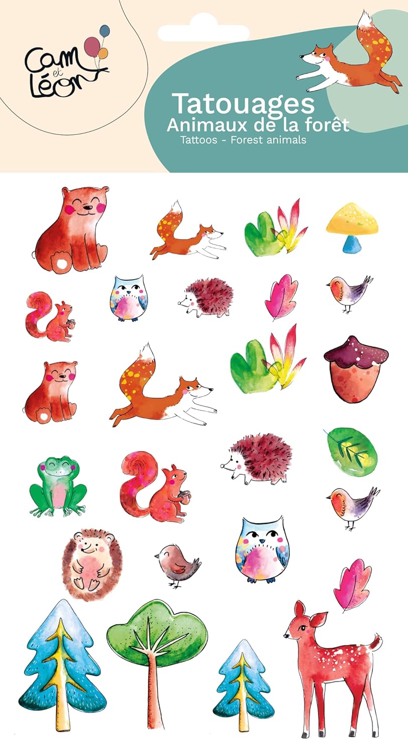 CAM ET LEON — Tatouages Temporaires Animaux de la forêt – Image 3