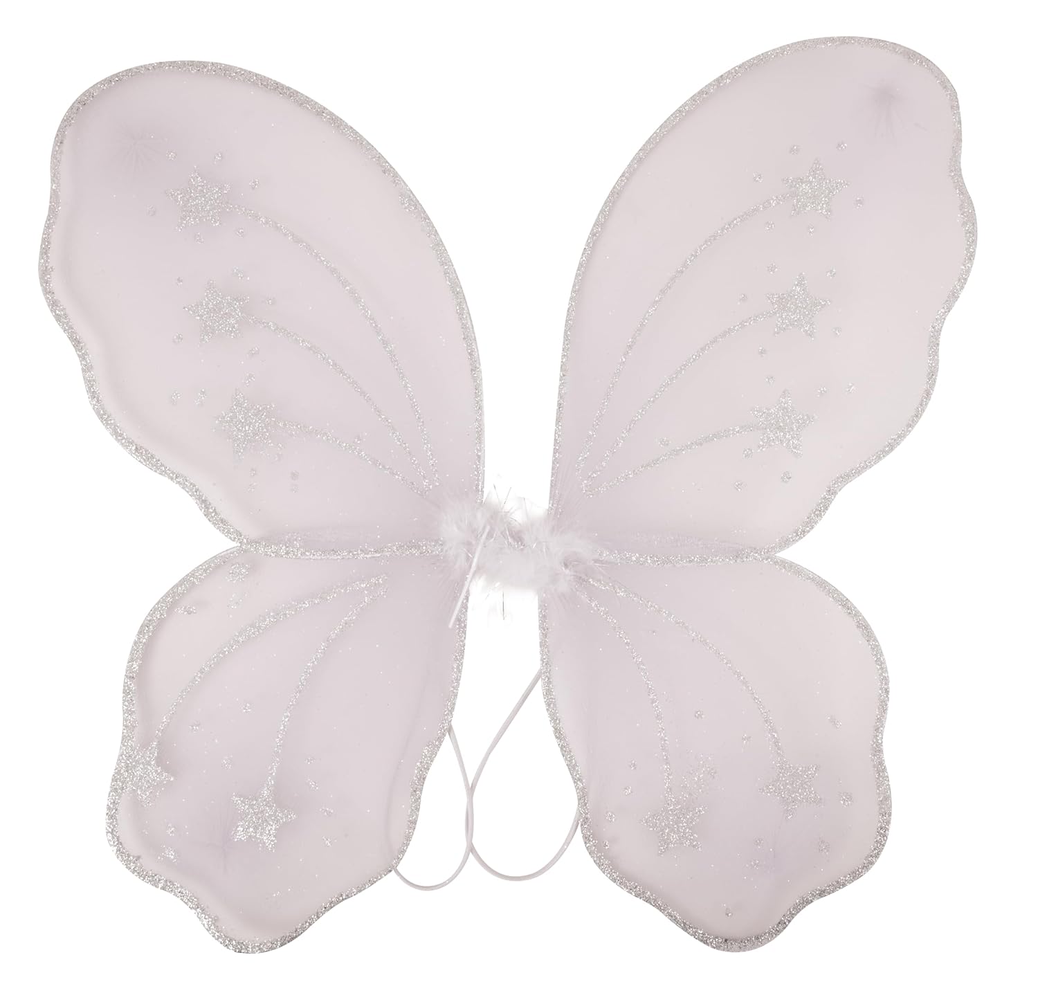 P'TIT Clown - 10872 - Ailes de Papillon - Butterfly Wings - Accessoire de Déguisement - Parfait pour Carnaval, Fêtes Costumées, Soirées à Thèmes - 32 x 48 cm - Blanc