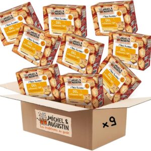Michel & Augustin – Petits Feuilletés au Sel de Guérande IGP et Moutarde de Dijon – Pâte Pur Beurre – Format Apéritif – Très Croustillants – 80g x 9