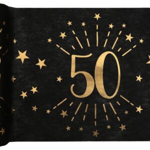 SANTEX 6787-50-30, Chemin de Table Âge étincelant métal Noir/Or, 50 Ans