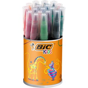 BIC Kids Visaquarelle Feutres de Coloriage Lavables avec Pointe Pinceau - Couleurs Assorties, Pot de 18