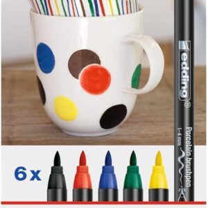 EDDING Etui de 6 Marqueurs Porcelaine trait 1-4 mm Couleurs assorties