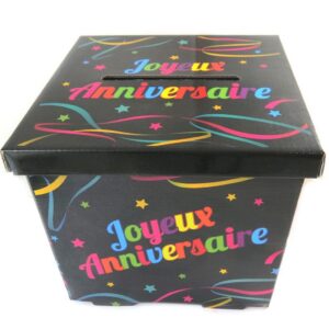 Les Trésors De Lily [P1099 - Urne 'Joyeux Anniversaire' Noir Multicolore - 21x21x19.5 cm