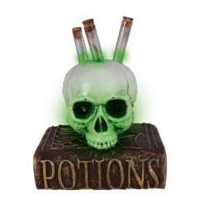 P'TIT CLOWN - 23592 - Crâne avec Éprouvettes - Décoration Halloween Sonore et Lumineuse - Piles (3xAAA) Non incluses