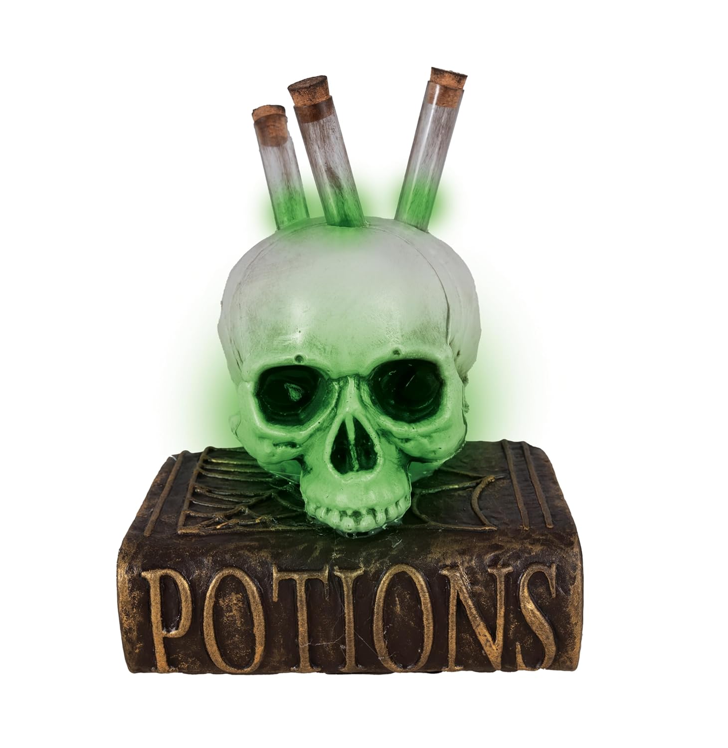 P'TIT CLOWN - 23592 - Crâne avec Éprouvettes - Décoration Halloween Sonore et Lumineuse - Piles (3xAAA) Non incluses