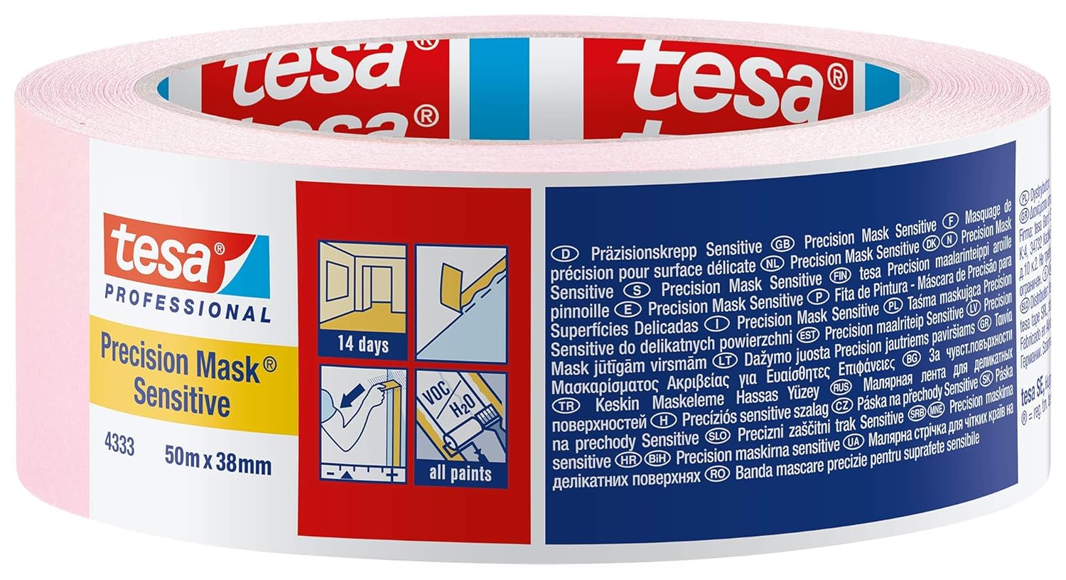 Tesa Ruban de masquage intérieur de précision pour surfaces délicates adhésion légère 50 m x 50mm