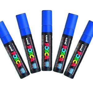Uni-Ball Posca Extra Marqueur à bout ciselé Large - Bleu (Lot de 5)