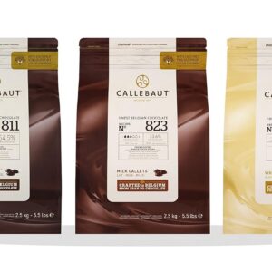 Hipp Callebaut 3 X 2,5Kg Bundle - Chocolat De Couverture Au Lait, Noir & Blanc Belge Finest Belgian Chocolate (Callets) Lot , 2.5 Kg (Lot 1)