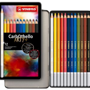 STABILO CarbOthello - Crayon de couleur - Boîte métal x 12 crayons pastel - Gamme ARTY+