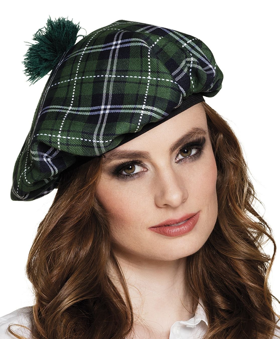 Boland - Barett Mrs. Tartan, Elastique, Bonnet écossais, Chapeau, Ecosse, Highlands, Costume, Carnaval, Fête à thème, Vert