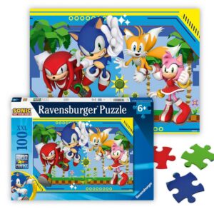 Ravensburger - Puzzle pour Enfants - 100 pièces XXL - Knuckles, Sonic, Tails et Amy/Sonic - Dès 6 Ans - Puzzle de qualité supérieure - Carton épais et résistant - Sonic - 12001134