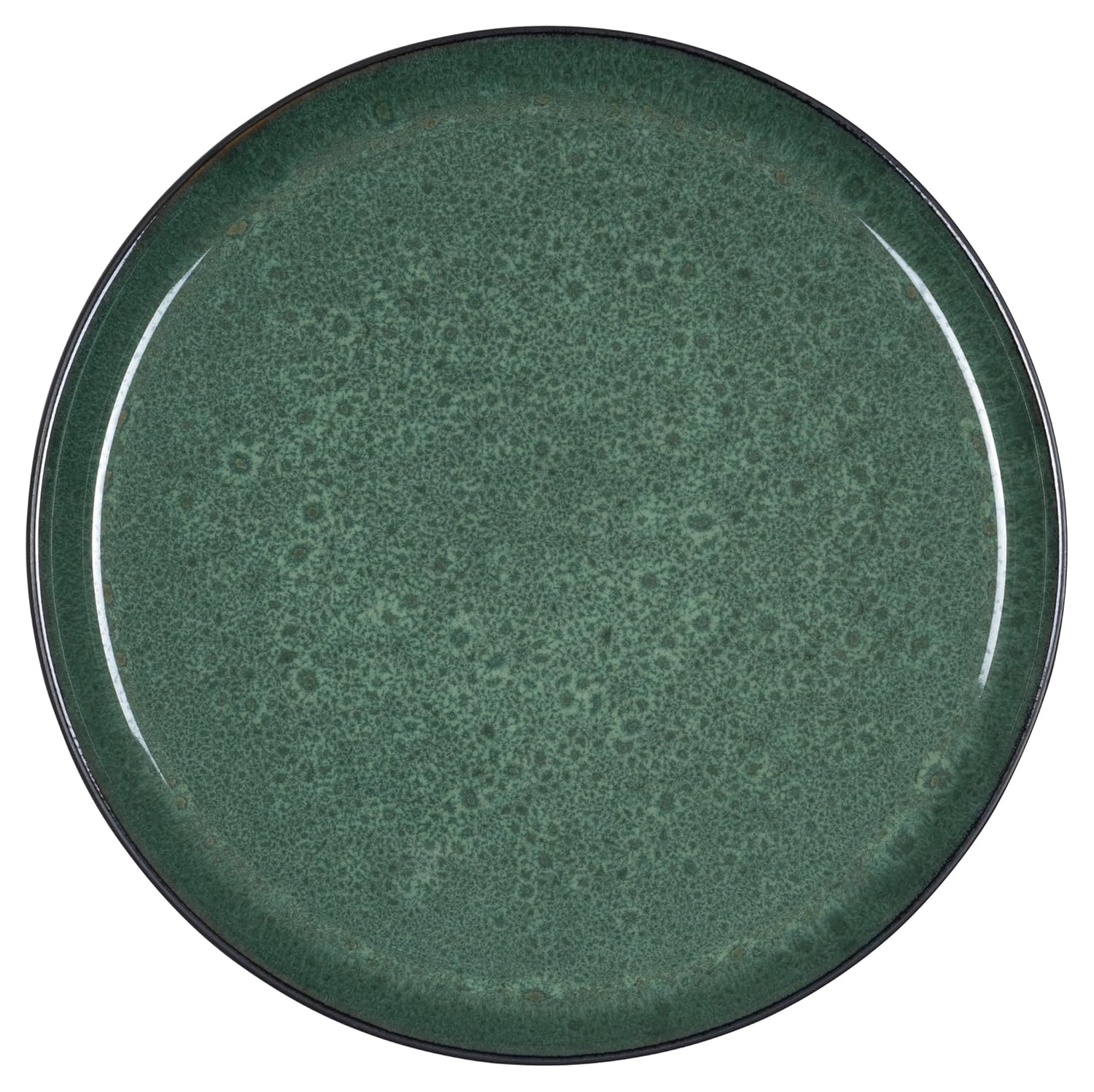 BITZ Assiette, Assiette plate, Assiette plate en grès, 27 cm de diamètre, noir/vert