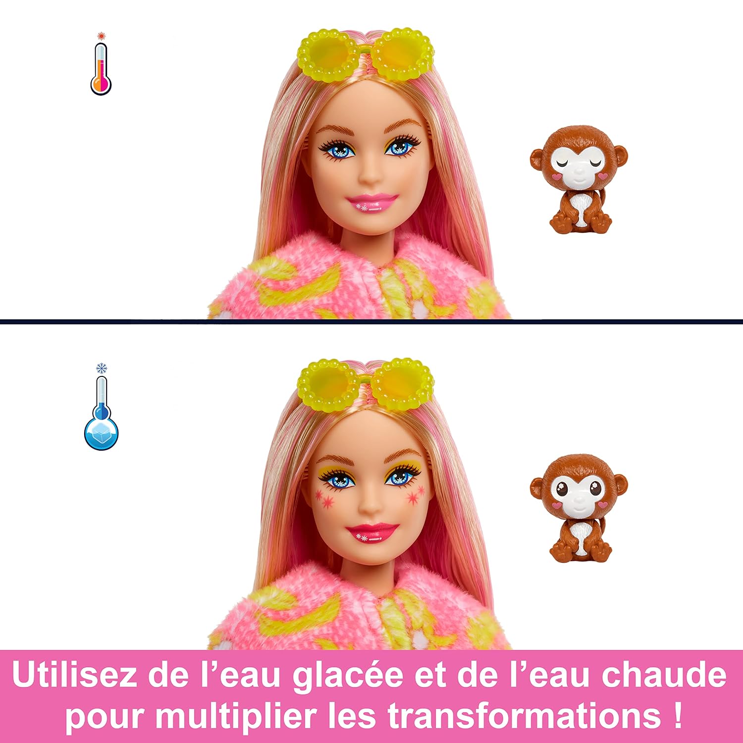 BARBIE Cutie Reveal Jungle — Poupée Singe 10 Surprises – Image 2