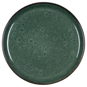 BITZ Assiette, assiette à gâteau, assiette à dessert en grès, 21 cm de diamètre, noir/vert
