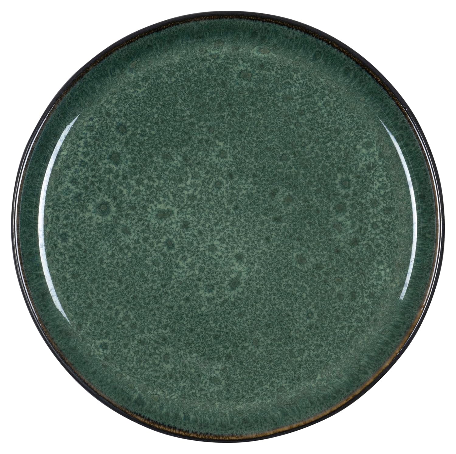 BITZ Assiette, assiette à gâteau, assiette à dessert en grès, 21 cm de diamètre, noir/vert