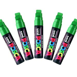 Uni-Ball Posca Extra Marqueur à bout ciselé Large - Vert (Lot de 5)