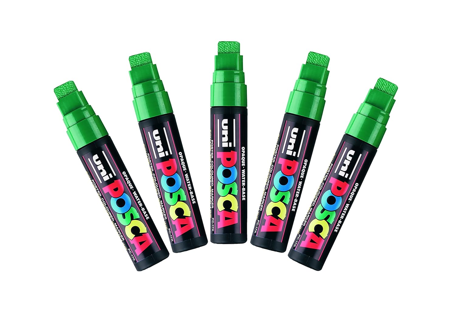 Uni-Ball Posca Extra Marqueur à bout ciselé Large - Vert (Lot de 5)