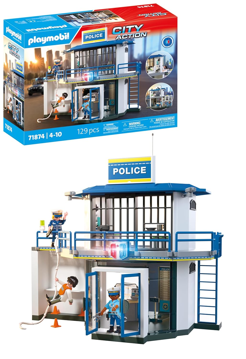 Playmobil | Action Heroes | Poste de Police avec Local de Recherche | Jouet de Police Plein d'action | avec de Nombreux détails passionnants | pour Enfants à partir de 4 Ans | 71874
