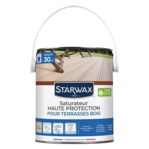 STARWAX - Saturateur Haute Protection - Pour Terrasses et Bois Extérieurs Incolore - Protège - Nourrit en Profondeur - Empêche le Dessèchement - Fabriqué en France - 2,5L - 1l = 10 à 12m²