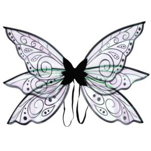P'TIT CLOWN - Ailes de Fée Adulte - Déguisement Fée Femme - Fairy Wings Adult - Parfait Pour Costume Carnaval, Halloween, Anniversaire, Cosplay, Fête Costumée (Noir)