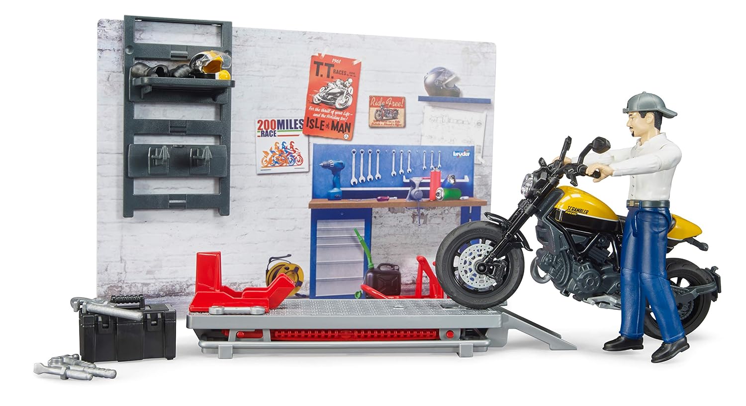 BRUDER bworld — Atelier moto Scrambler Ducati avec figurine – Image 6