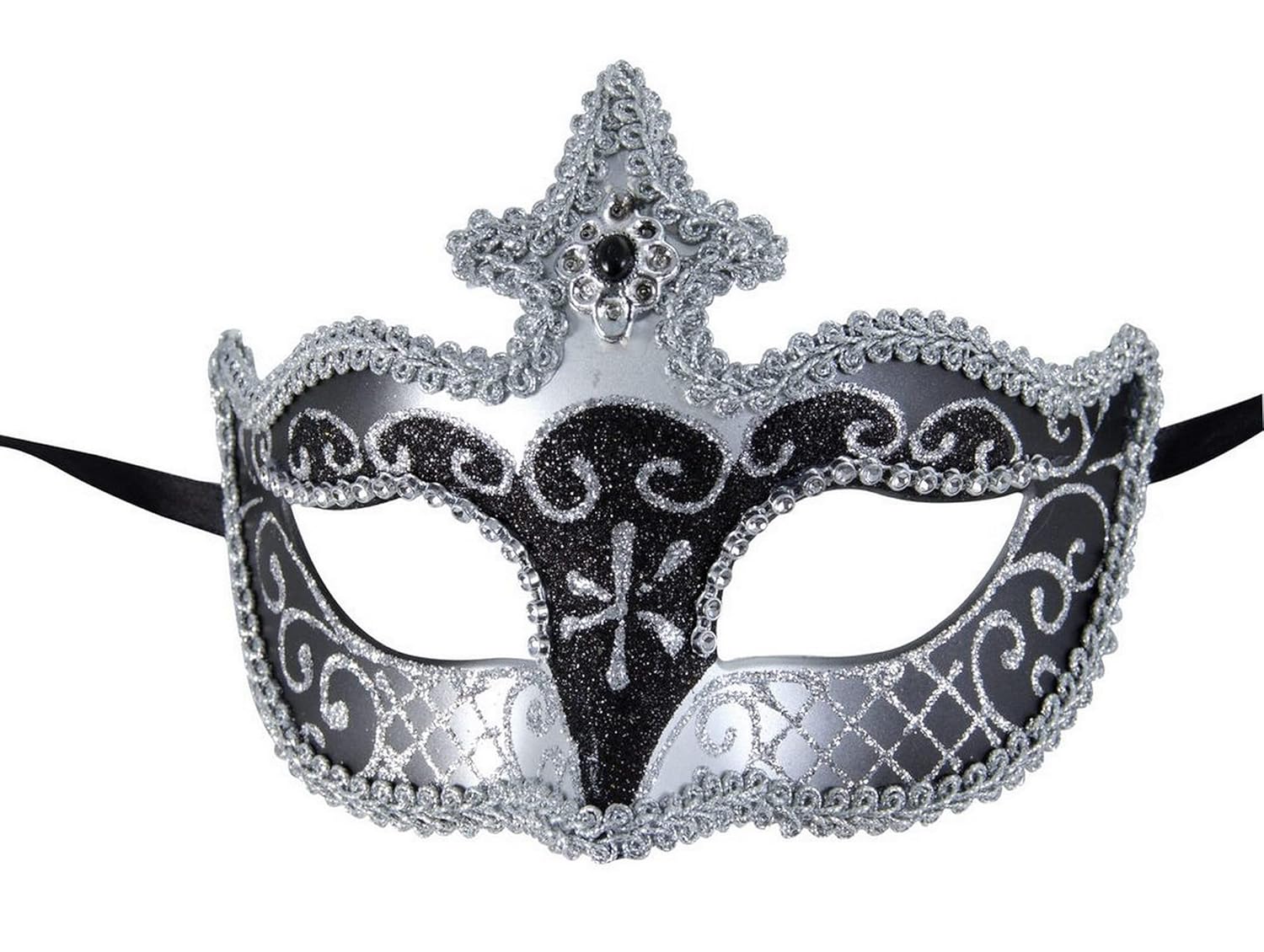 P'tit Clown - Loup Vénitien - Masque Déguisement Adulte - Idéal pour Compléter Accessoire Tenue Carnaval, Fêtes de Fin d'Année, Nouvel An, Noël et Fêtes Costumées (Noir)