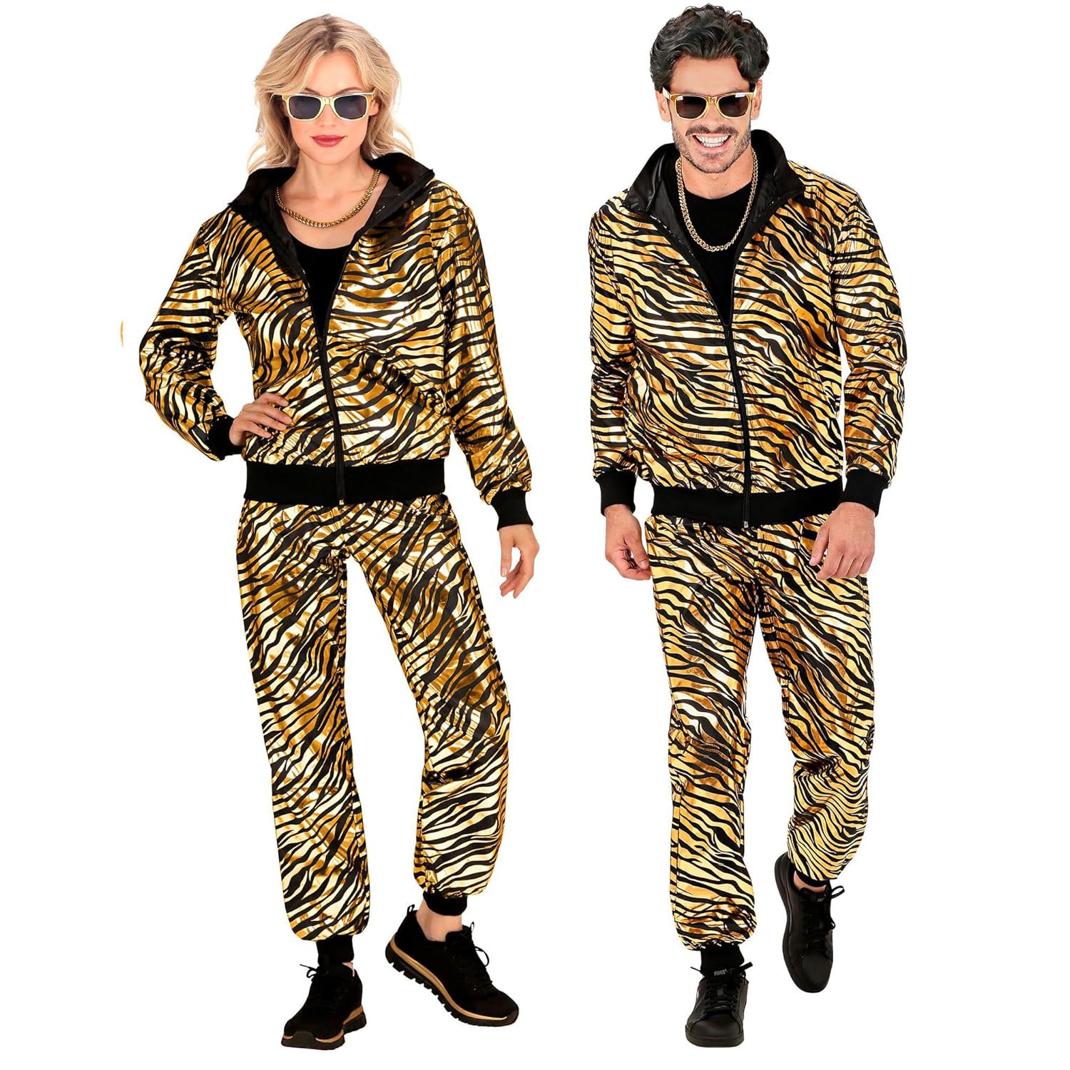 W WIDMANN MILANO Party Fashion - Survêtement fantaisie, imprimé animalier, tenue années 80, survêtement de jogging pour le carnaval et les fêtes