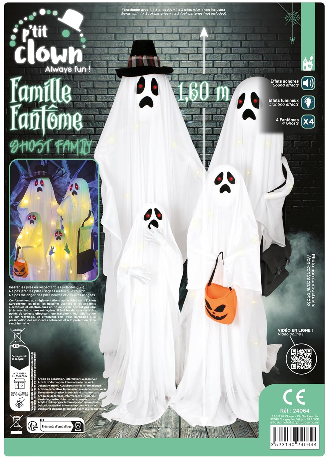 P'TIT CLOWN — Famille de 4 Fantômes Sonore et Lumineuse 160cm – Image 7
