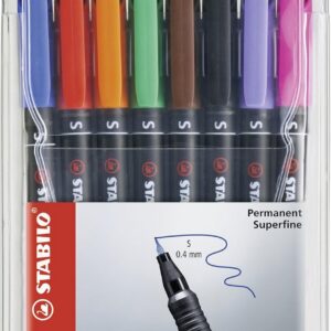 STABILO OHPen - Marqueur permanent - Pochette x 8 marqueurs (encre permanente/pointe superfine 0,4mm)