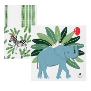 CAM ET LEON - Accessoires Décoration d’Anniversaire Enfant - Thème Animaux de la Savanne - Assiettes, Serviettes, Confettis, Sachets, Cartes d’Invitation, Ballons (Serviette x20)