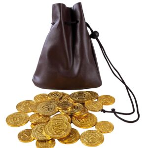 P'TIT CLOWN - 14049 - Bourse, Porte-monnaie et 25 fausses pièces d'Or - Licence Officielle Robin des Bois - Accessoire de Déguisement - Pour Carnaval, Fête à Thème Moyen-Age, Anniversaire, Halloween