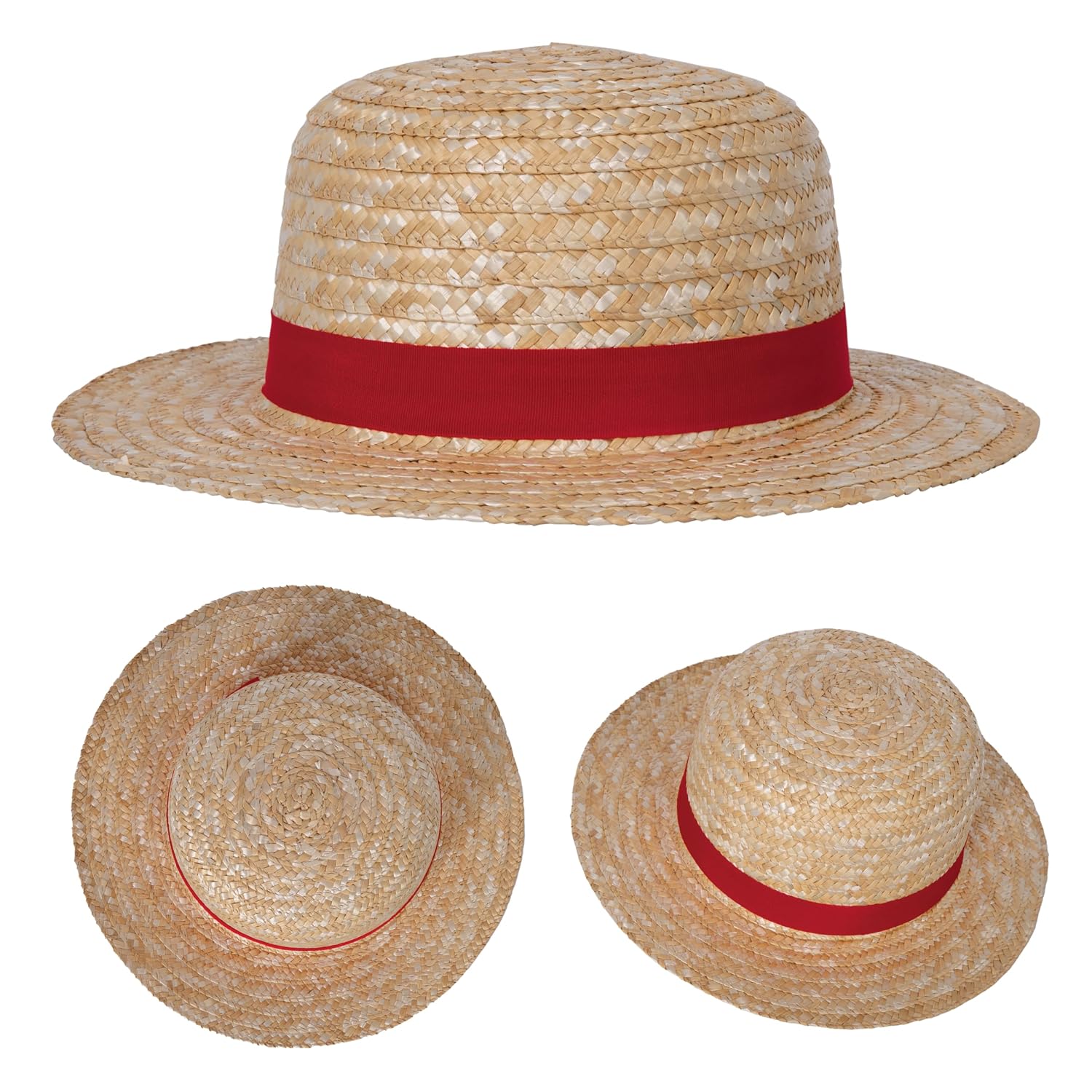 P'TIT CLOWN — Chapeau de paille adulte ruban rouge – Image 3