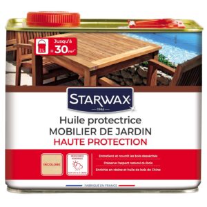 STARWAX Huile Protectrice Teck et Bois Exotiques - 2L - Agit Comme Une Barrière Anti UV - Préserve l’Aspect Naturel du Bois