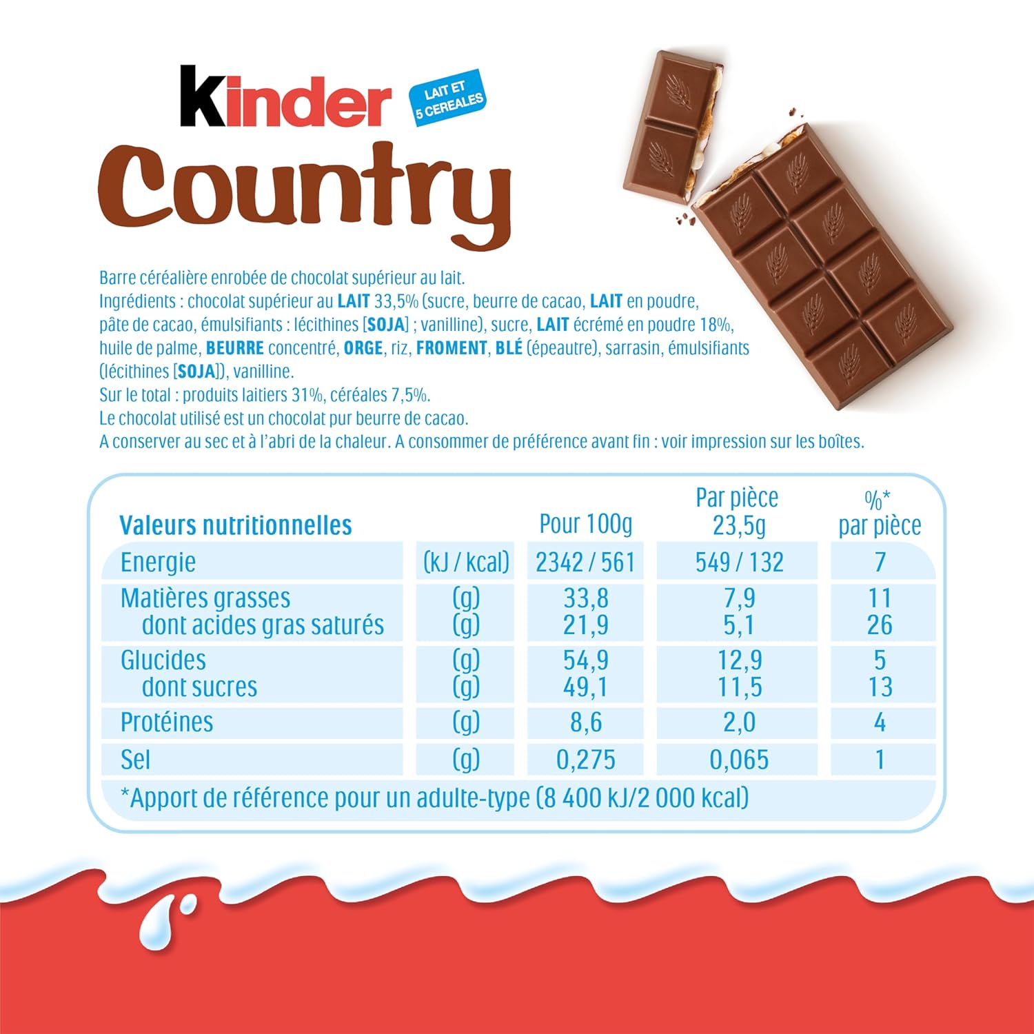 KINDER Country — Barres chocolat au lait et céréales soufflées x40 – Image 6