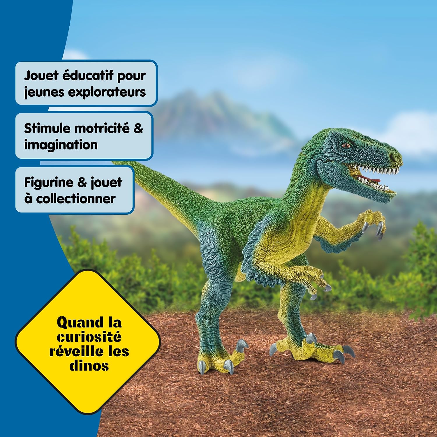 SCHLEICH Dinosaurs — Vélociraptor à mâchoire et bras mobiles – Image 2