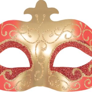 P'tit Clown - Loup Vénitien - Masque Déguisement Adulte - Idéal pour Compléter Accessoire Tenue Carnaval, Fêtes de Fin d'Année, Nouvel An, Noël et Fêtes Costumées (Rouge)