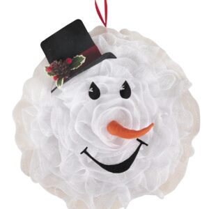 P'TIT CLOWN - Couronne de Porte de Noël - Parfait pour Décorer Porte d'Entrée, Sapin, Cheminée, Décoraton Murale Noel - pour Chritsmas, Xmas (Tête de Bonhomme de Neige, 43 cm)