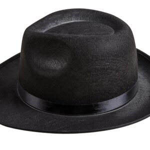 P'TIT CLOWN - 34760 - Chapeau Borsalino - Rayé Noir et Blanc - Gangster, Mafia, Al Capone - Accessoire de Déguisement - Pour Carnaval, Fêtes à Thèmes, Soirées Costumées, Cosplay - Adulte - Noir
