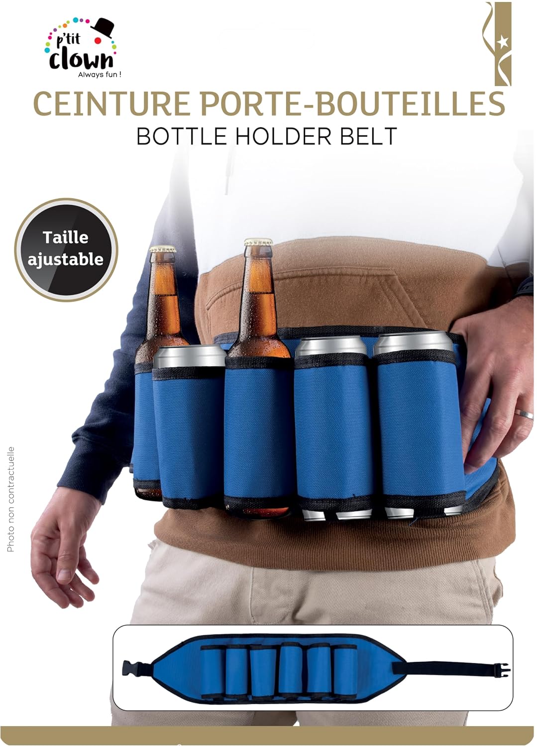 P'TIT CLOWN — Ceinture porte-bouteille bleue – Image 2