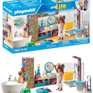 Playmobil 71611 Salle de Bains avec Douche et Baignoire - MyLife - Comprend Deux Personnages et des Accessoires - Dès 4 Ans