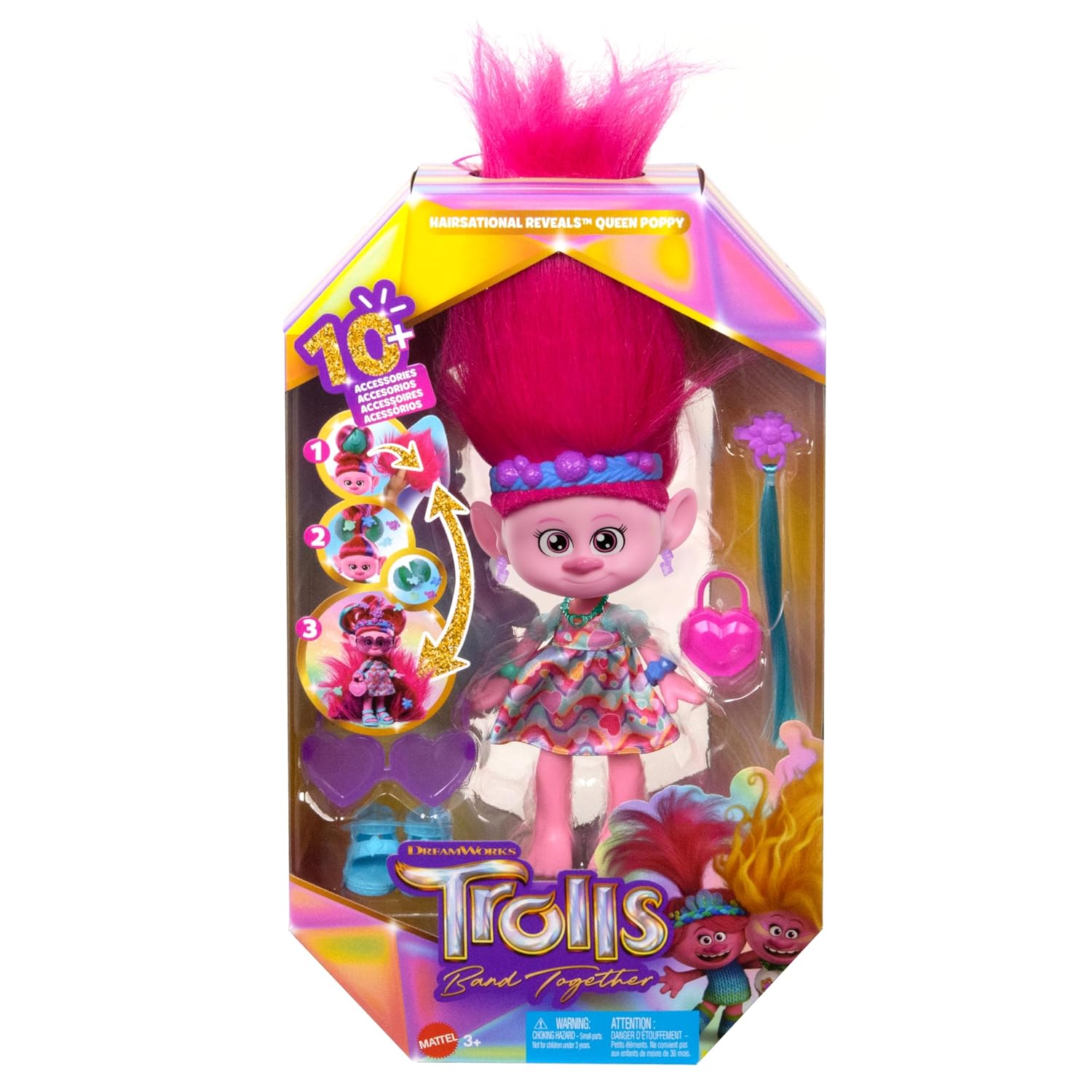 MATTEL Trolls 3 — Poupée Poppy 2 en 1 avec accessoires – Image 5