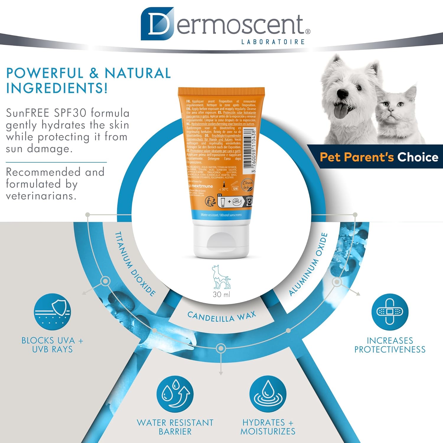 DERMOSCENT SunFREE — Écran Solaire SPF30+ 30 ml Chiens & Chats – Image 4