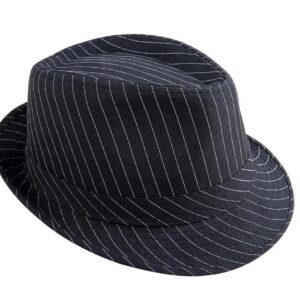 P'TIT CLOWN - 40388 - Chapeau Borsalino - Rayé Noir et Blanc - Gangster, Mafia - Accessoire de Déguisement Gangster, Mafia, Al Capone - Pour Carnaval, Fêtes Costumées, Cosplay - Adulte - Unisexe