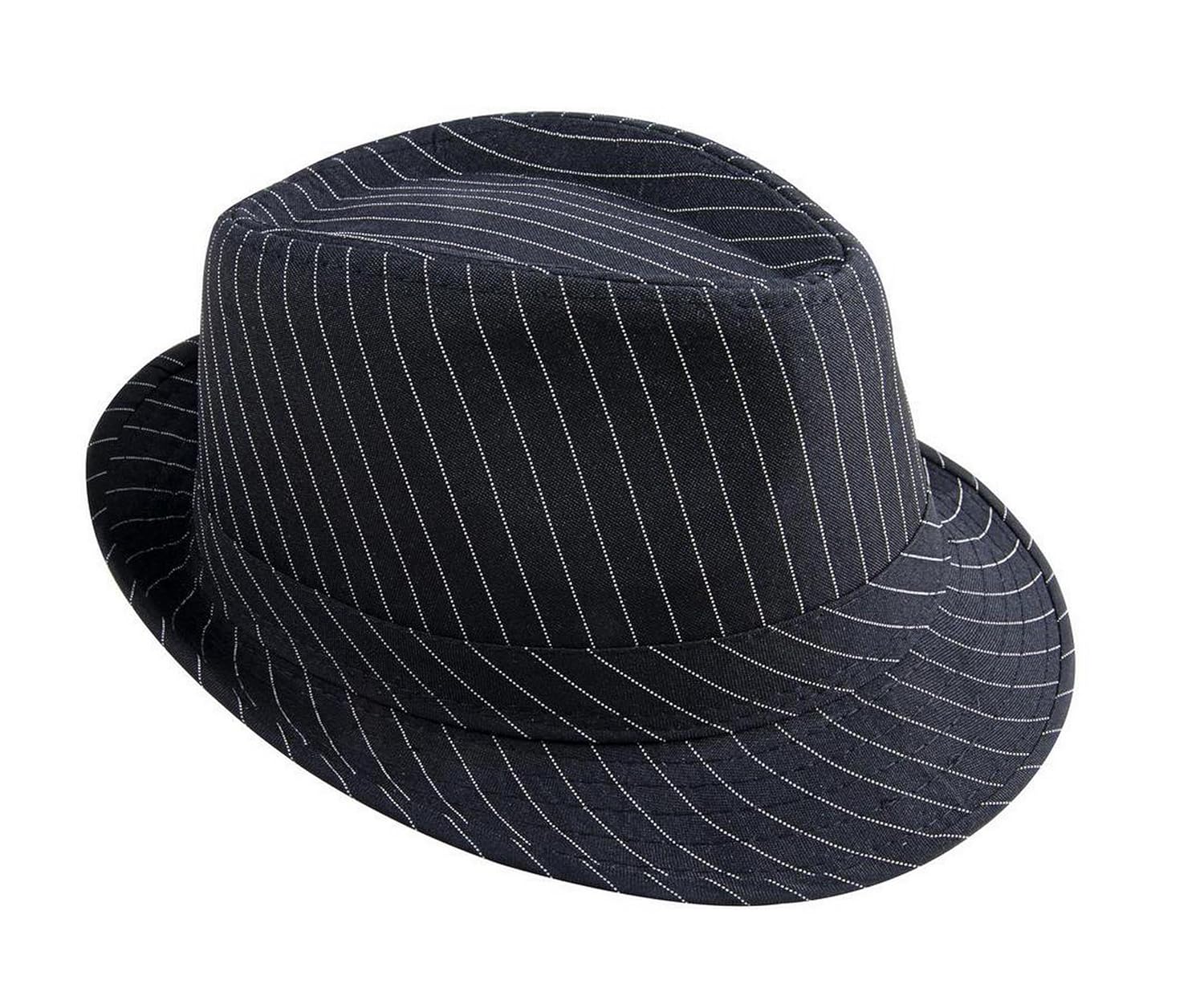 P'TIT CLOWN - 40388 - Chapeau Borsalino - Rayé Noir et Blanc - Gangster, Mafia - Accessoire de Déguisement Gangster, Mafia, Al Capone - Pour Carnaval, Fêtes Costumées, Cosplay - Adulte - Unisexe