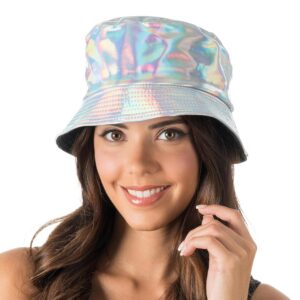 Chaks - Chapeau de pêcheur holographique, Bucket Hat avec brillant, casquette pour festival, carnaval, fête à thème