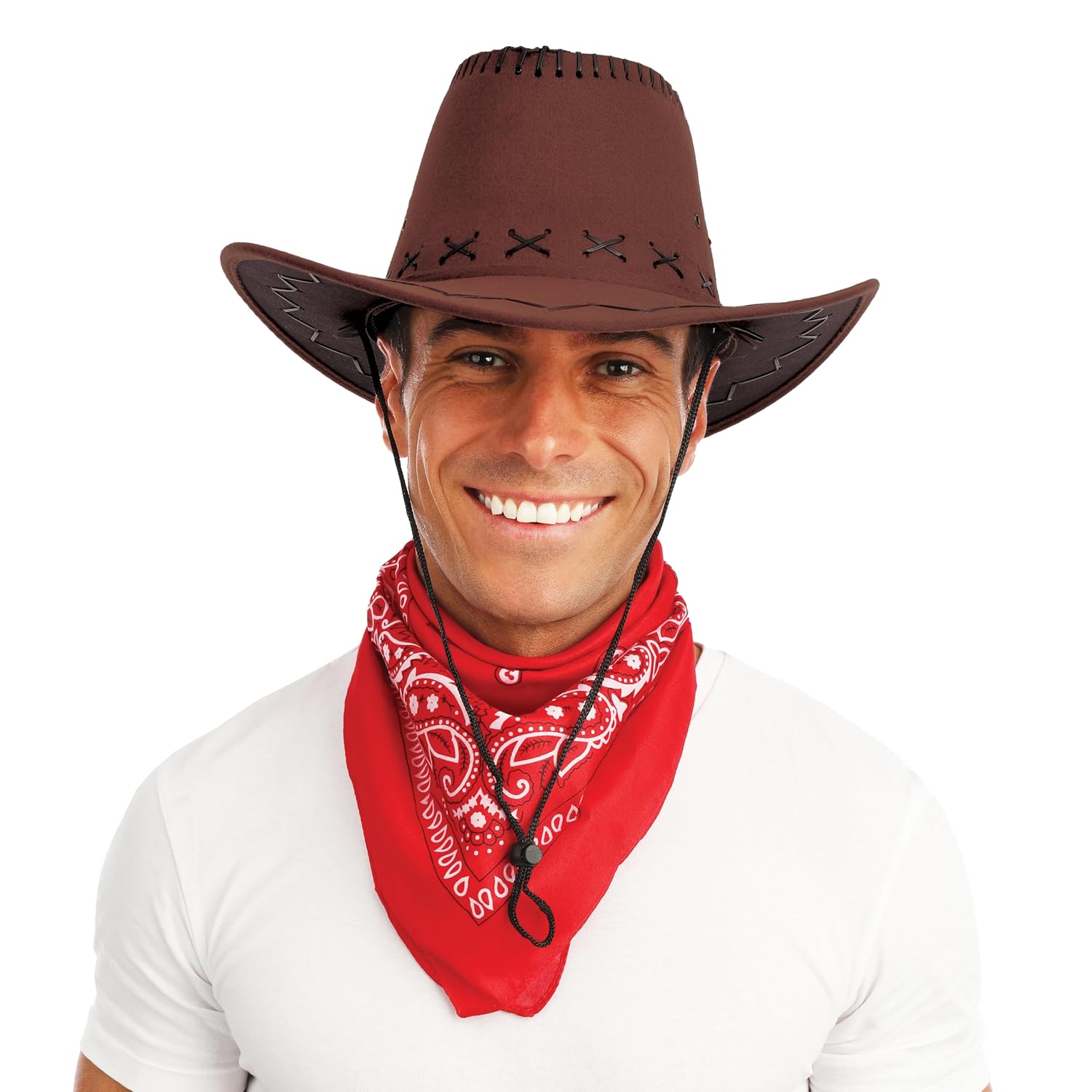 P'TIT CLOWN — Chapeau Cowboy Adulte imitation nubuck Marron foncé – Image 3