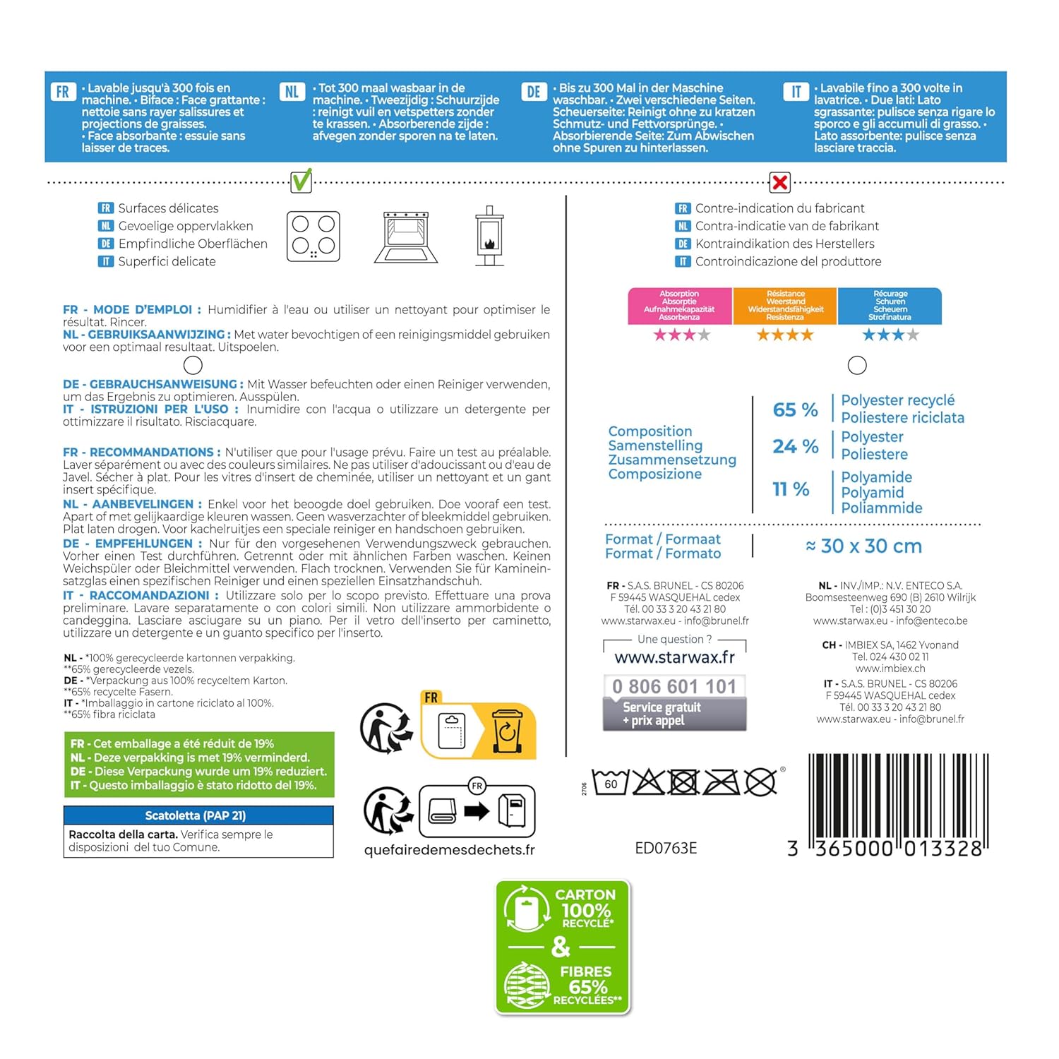 STARWAX - Microfibre Spéciale Vitrocéramique et Induction - lot de 4 – Image 6